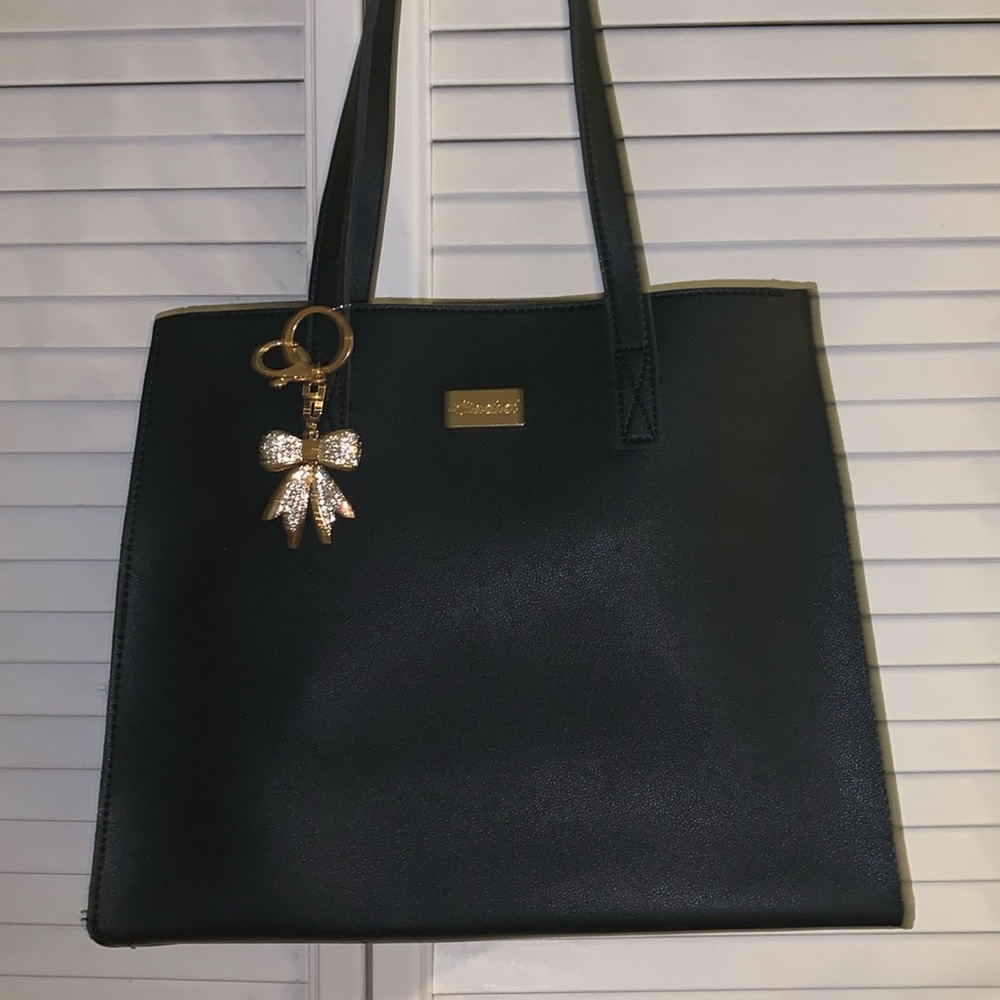 S’achei vintage Black Tote with Gold Accent and clutch